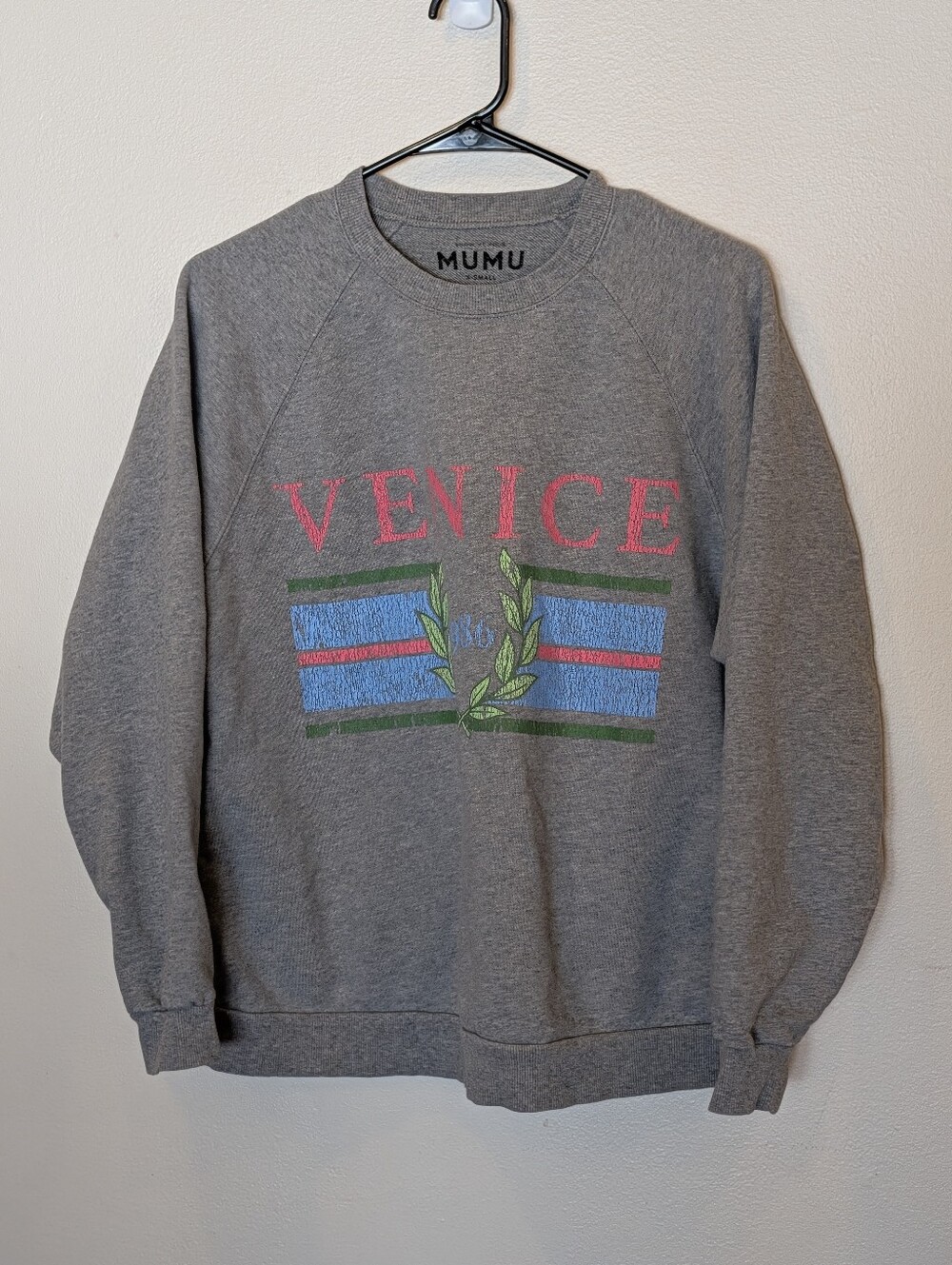 Show Me Your Mumu Venice 1986 Graphic Sweatshirt Gray Crewneck XS